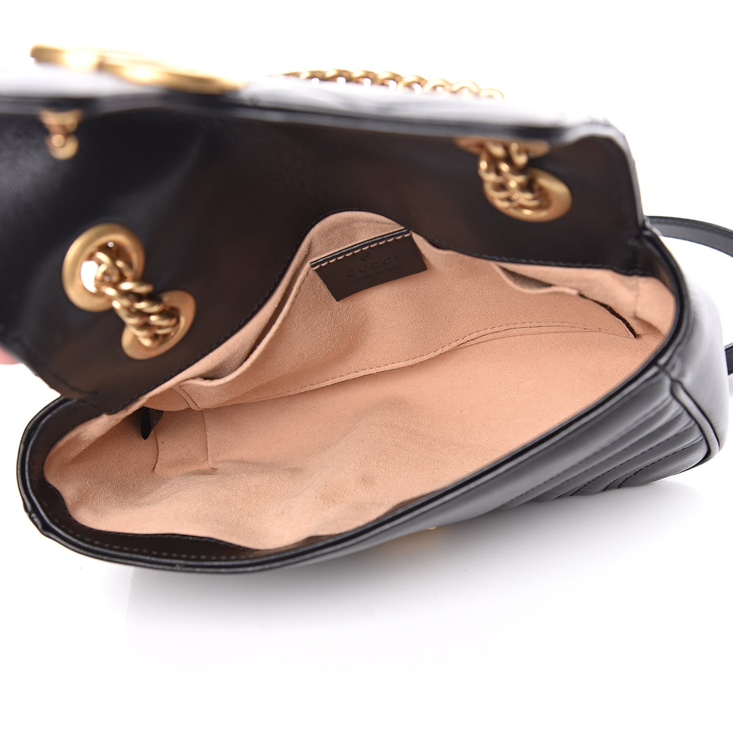 Gucci Calfskin Matelasse Mini GG Marmont Shoulder Bag Black 7 of 9