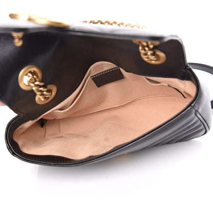 Gucci Calfskin Matelasse Mini GG Marmont Shoulder Bag Black 7 of 9