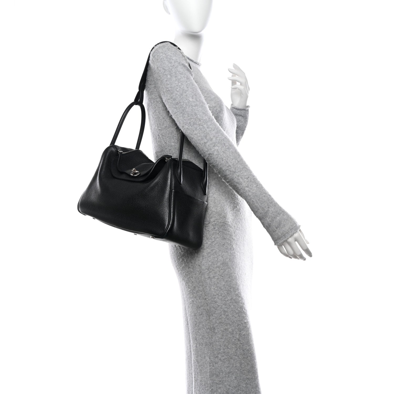 Hermes Taurillon Clemence Lindy 34 Black 2 of 10