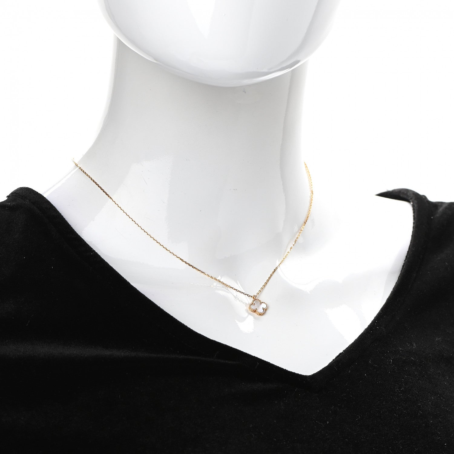 Van Cleef & Arpels 18K Yellow Gold Mother of Pearl Sweet Alhambra Pendant Necklace 2 of 7