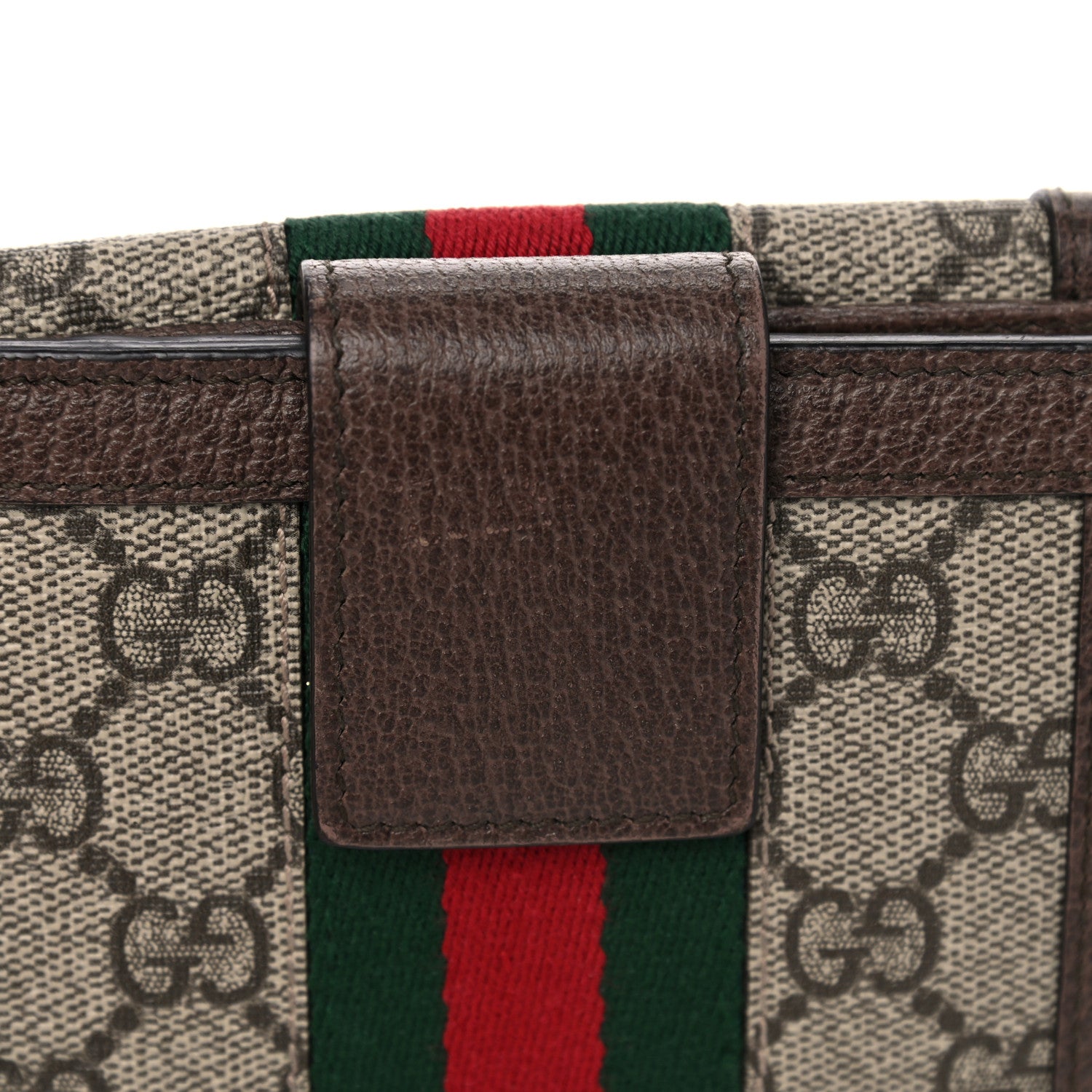 Gucci GG Supreme Monogram Web Ophidia French Flap Wallet Beige New Acero 10 of 14