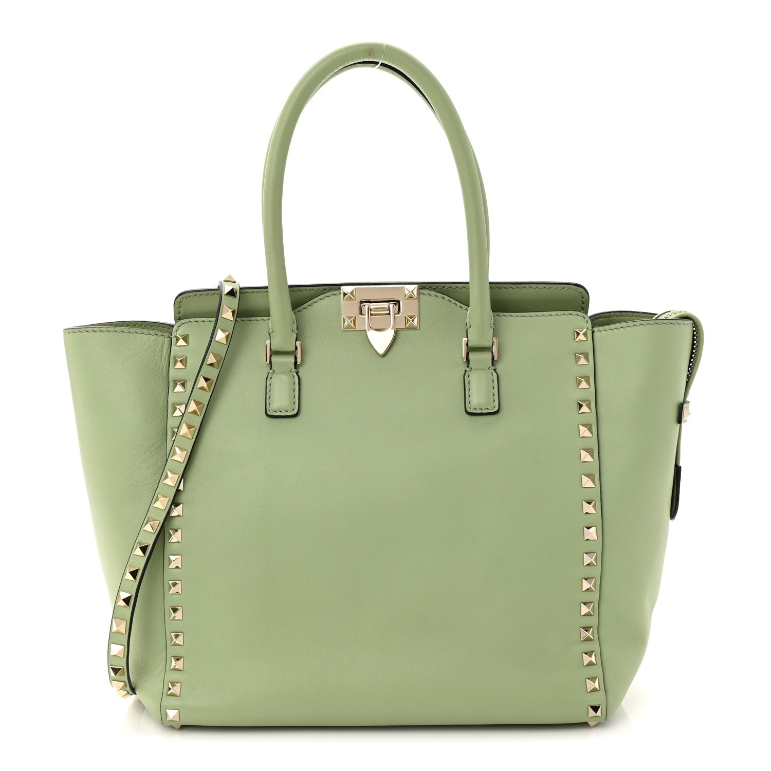 Valentino Garavani Vitello Rockstud Double Handle Tote Green Tea Sorbet 1 of 10