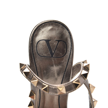 Valentino Garavani Metallic Nappa Rockstud Ankle Wrap 85mm Sandals 36 Sasso 7 of 10