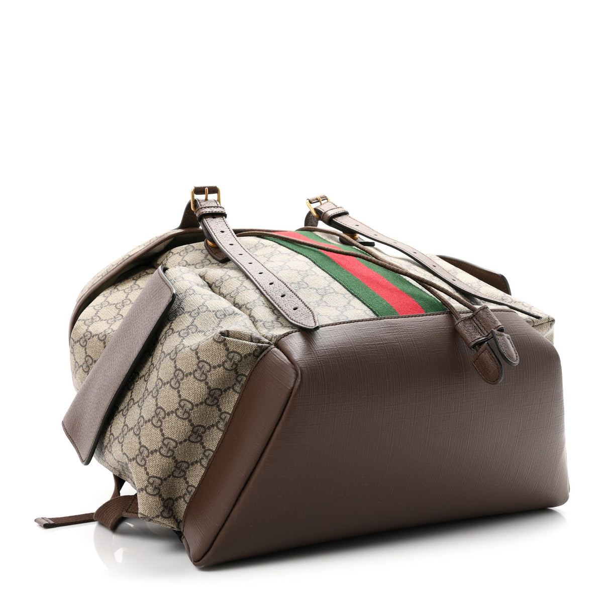 Gucci GG Supreme Monogram Medium Ophidia Double Buckle Backpack Brown 4 of 10