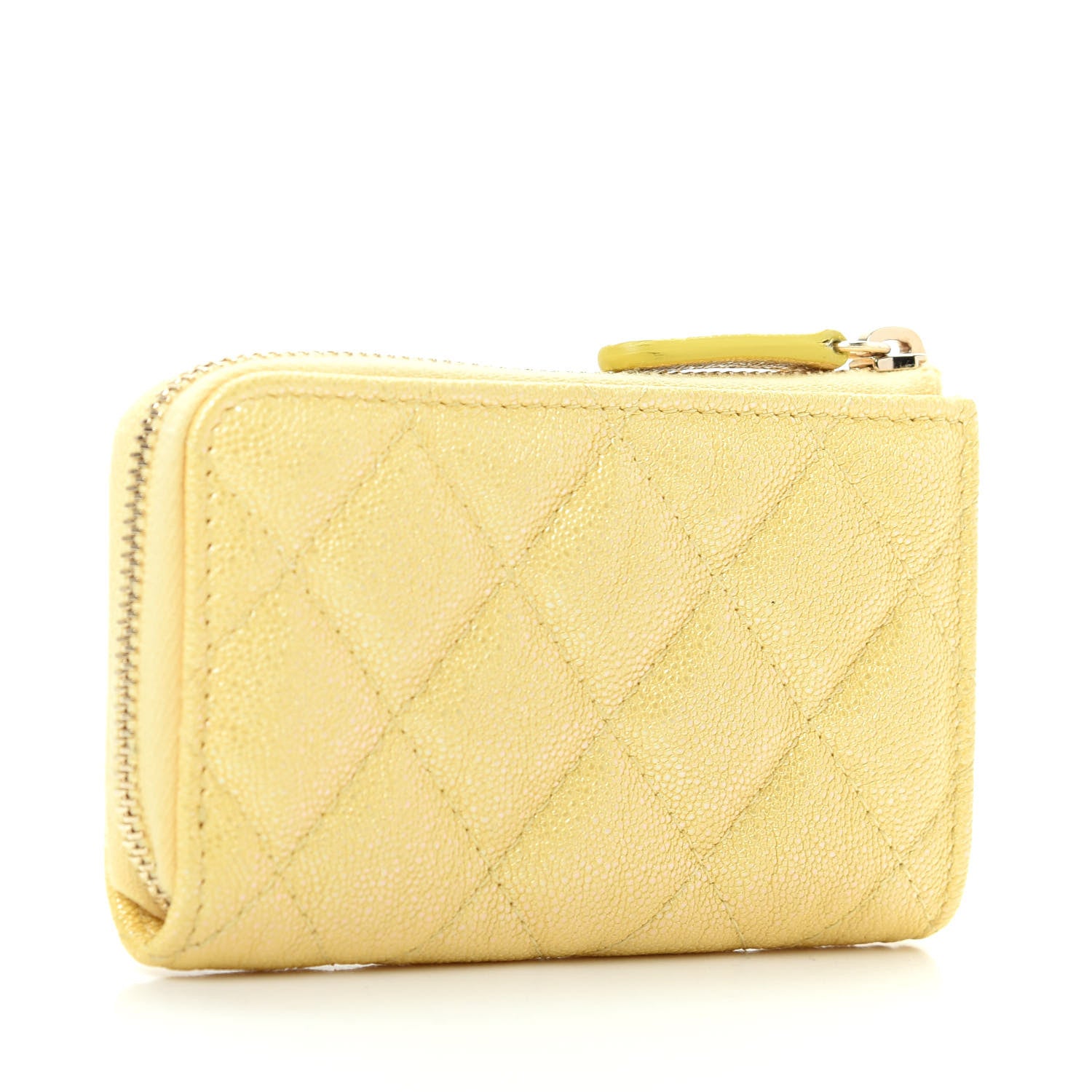 Chanel Iridescent Caviar Quilted Key Holder Case Yellow 3 of 7