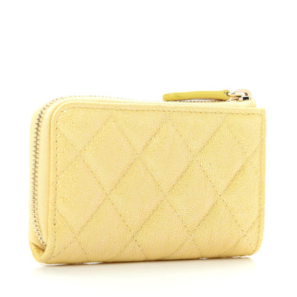 Chanel Iridescent Caviar Quilted Key Holder Case Yellow 3 of 7