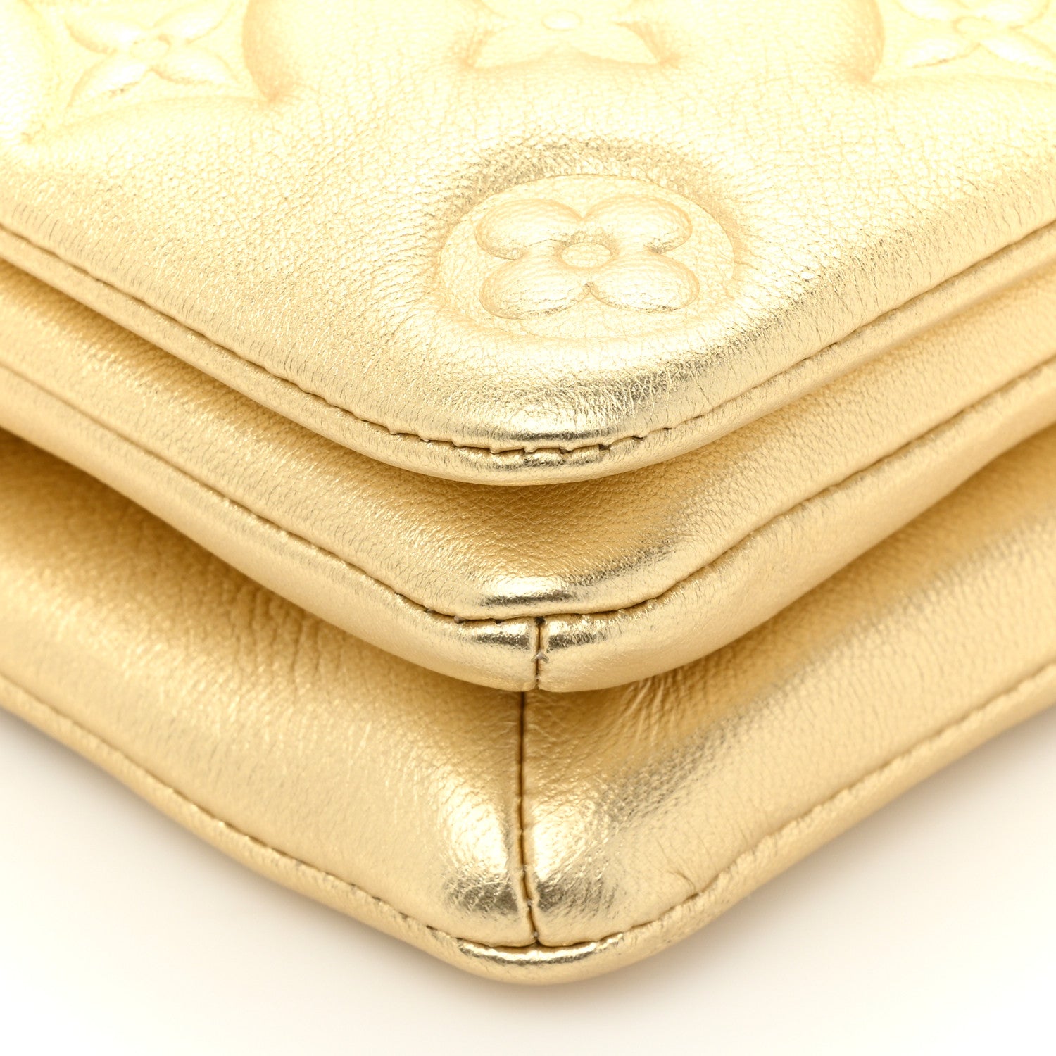 Louis Vuitton Metallic Lambskin Embossed Monogram Pochette Coussin Gold 10 of 13