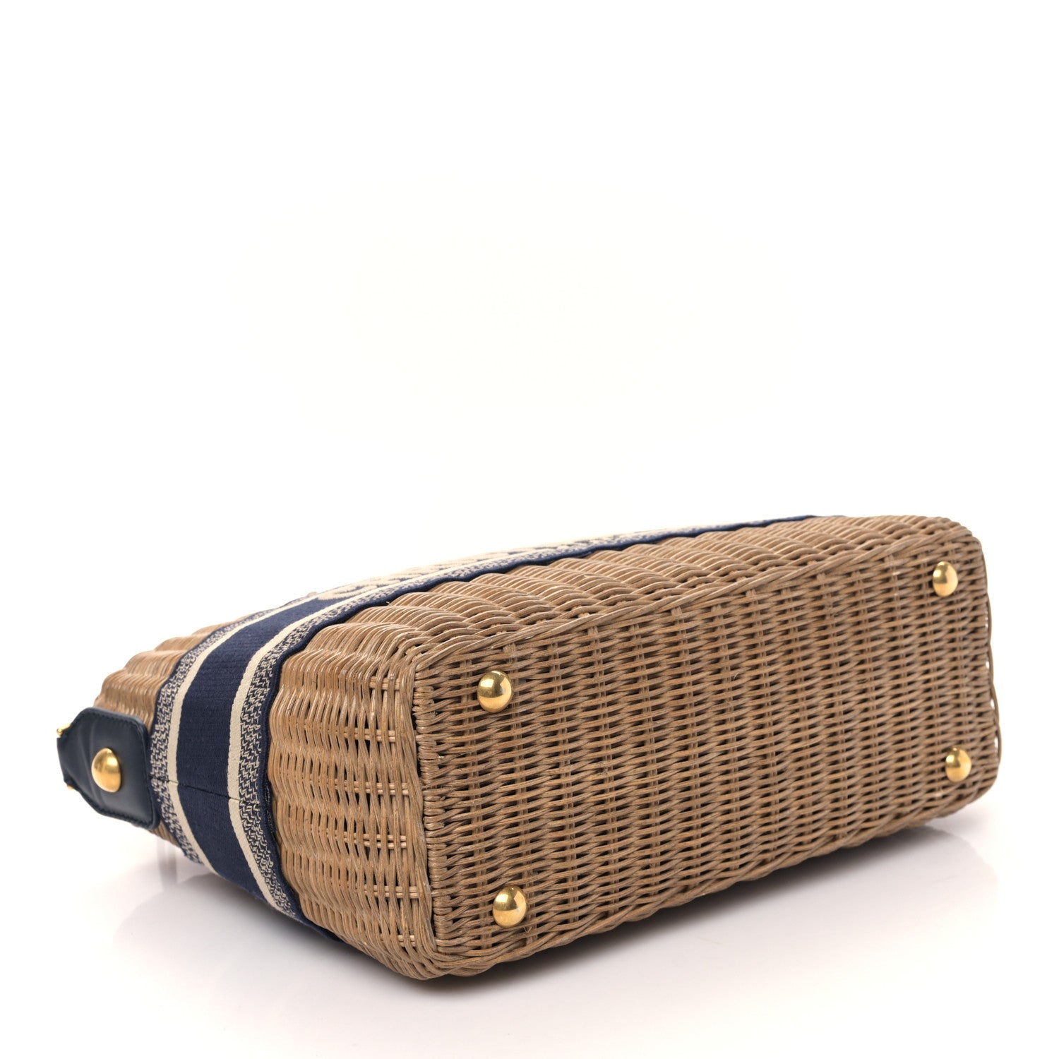 Christian Dior Wicker Oblique Basket Bag Blue 4 of 8