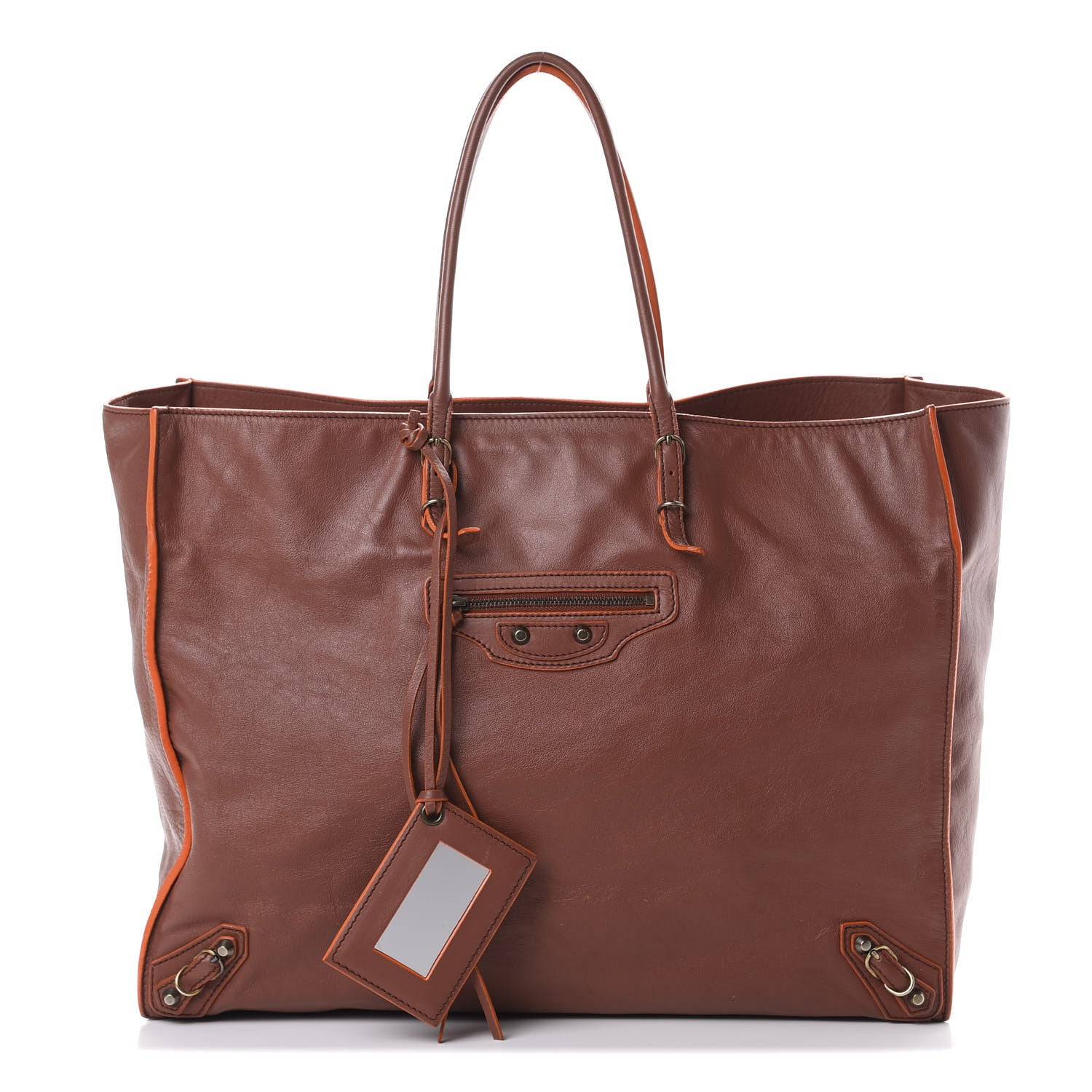 Balenciaga Veau Papier A4 Zip Around Tote Orange Brulee 1 of 19