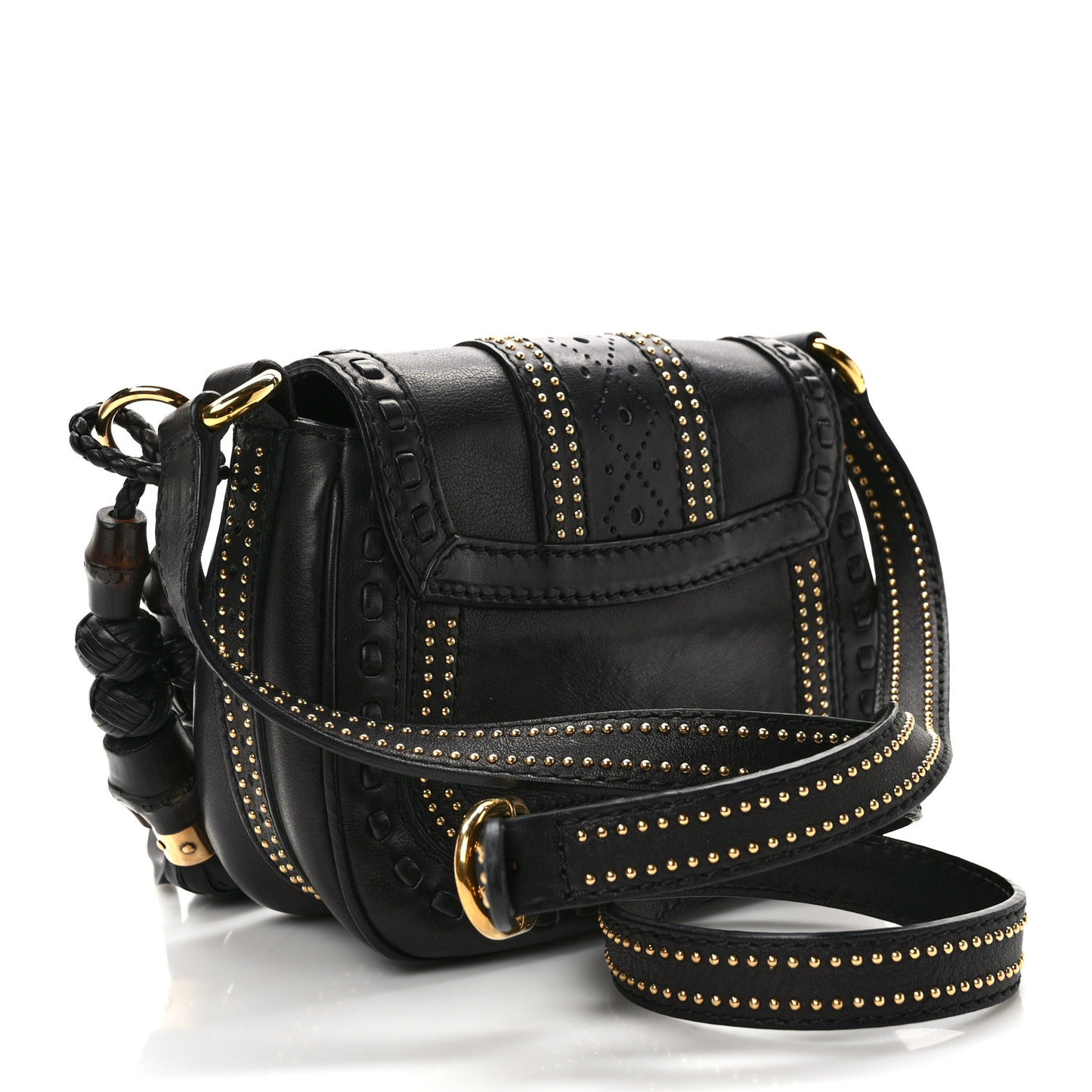 Calfskin Small Snaffle Bit Shoulder Bag Black