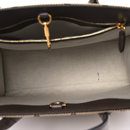 Gucci Monogram Jumbo GG Textured Dollar Calfskin Web Tote Bag Camel Ebony New Acero 5 of 10