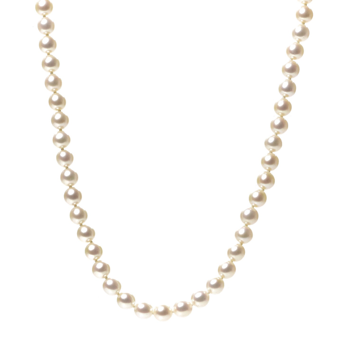 Sterling Silver Diamond Pearl 6-6.5mm Buckle Necklace