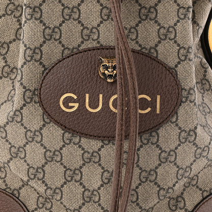 Gucci GG Supreme Monogram Neo Vintage Drawstring Bucket Backpack Beige New Acero Crop 7 of 9