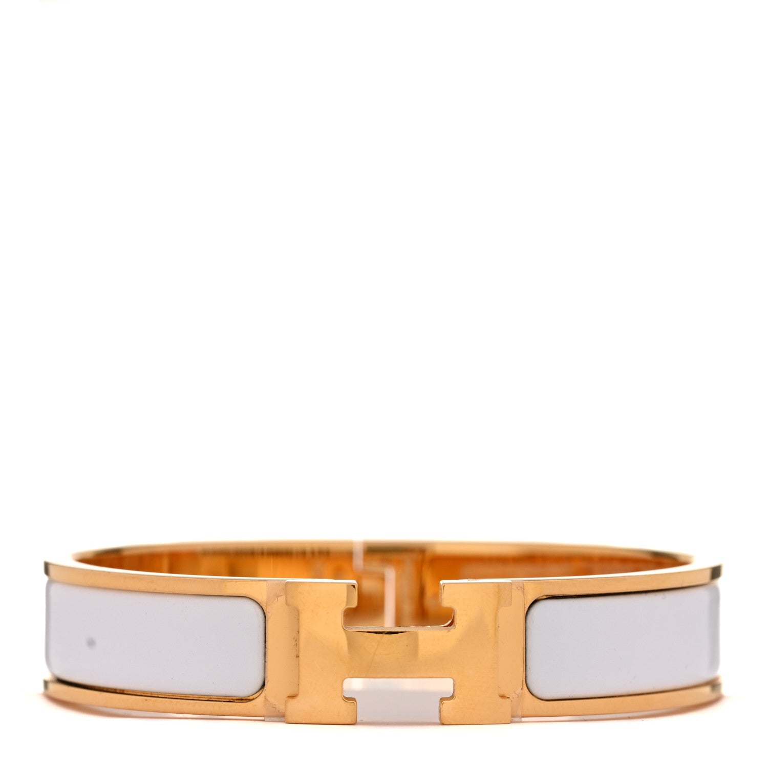 Hermes Enamel Narrow Clic Clac H Bracelet PM White 1 of 4