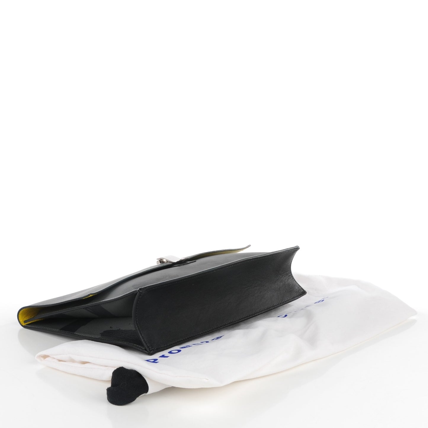 Lambskin Large Printed Lunch Bag Clutch Black Grey