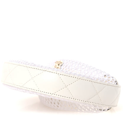 Chanel Mesh Shiny Lambskin Pouch Hobo White 10 of 11