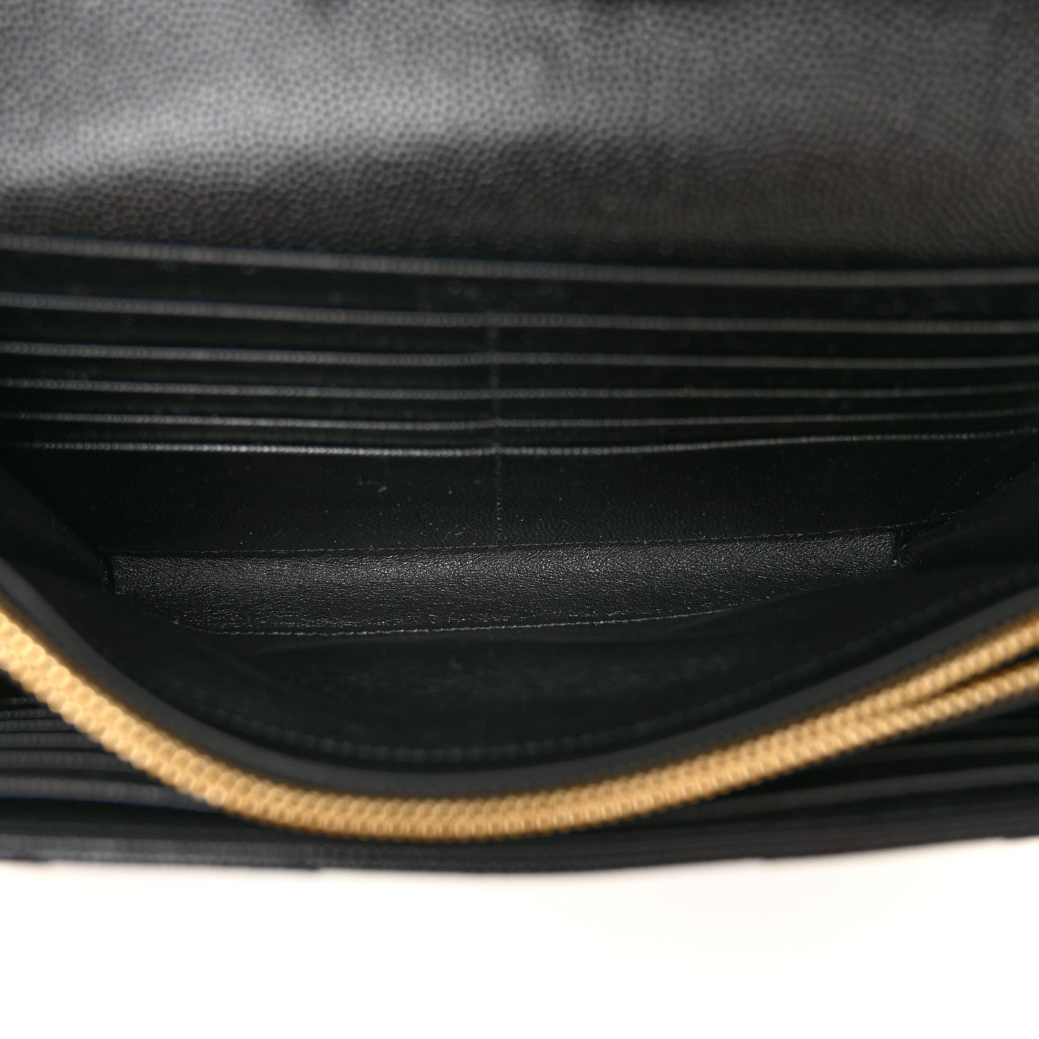 Saint Laurent Grain De Poudre Matelasse Chevron Monogram Chain Wallet Black 5 of 10