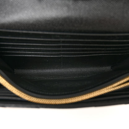Saint Laurent Grain De Poudre Matelasse Chevron Monogram Chain Wallet Black 5 of 10