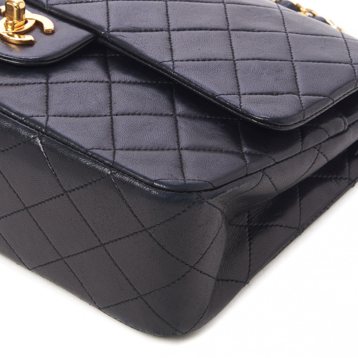 Lambskin Quilted Medium Double Flap Black