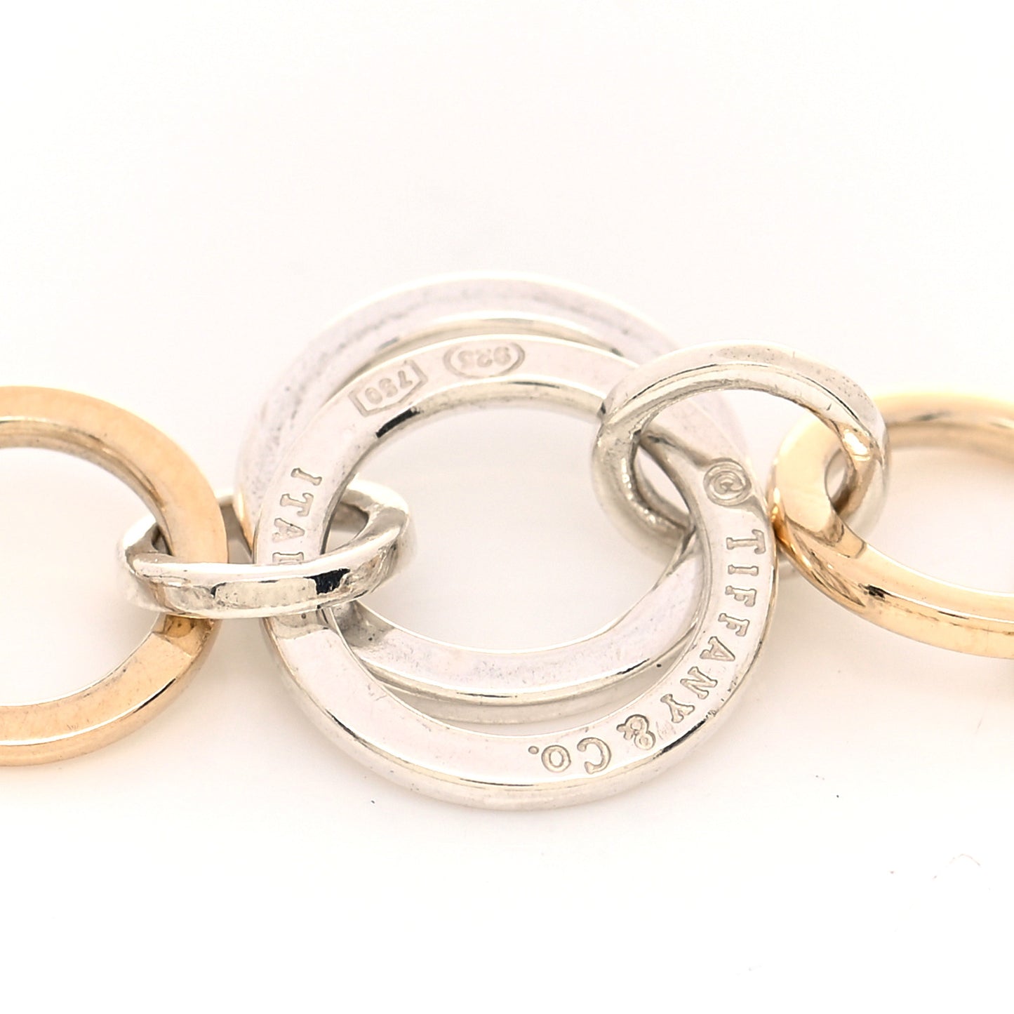 Sterling Silver 18K Yellow Gold Circle Link Bracelet