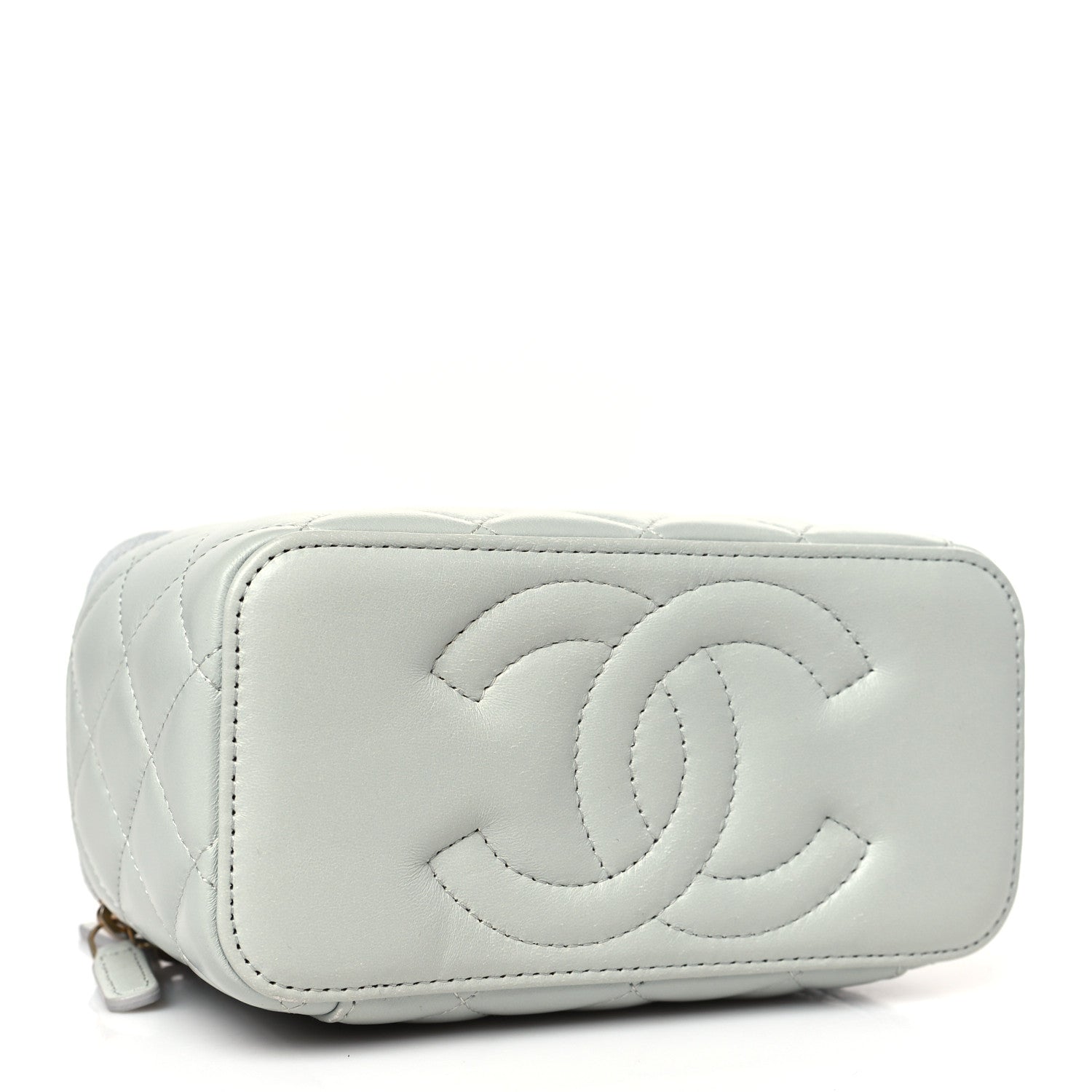 Chanel Lambskin Resin Quilted Vanity Case With Chain Grey 4 of 9