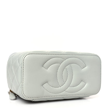 Chanel Lambskin Resin Quilted Vanity Case With Chain Grey 4 of 9