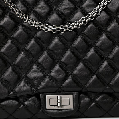 Chanel Metallic Aged Calfskin Quilted Reissue 2.55 Accordion Flap Black 9 of 11