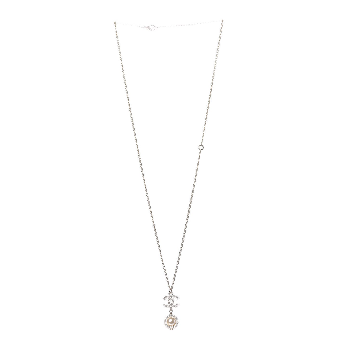 Crystal Pearl CC Lace Camellia Necklace Gold