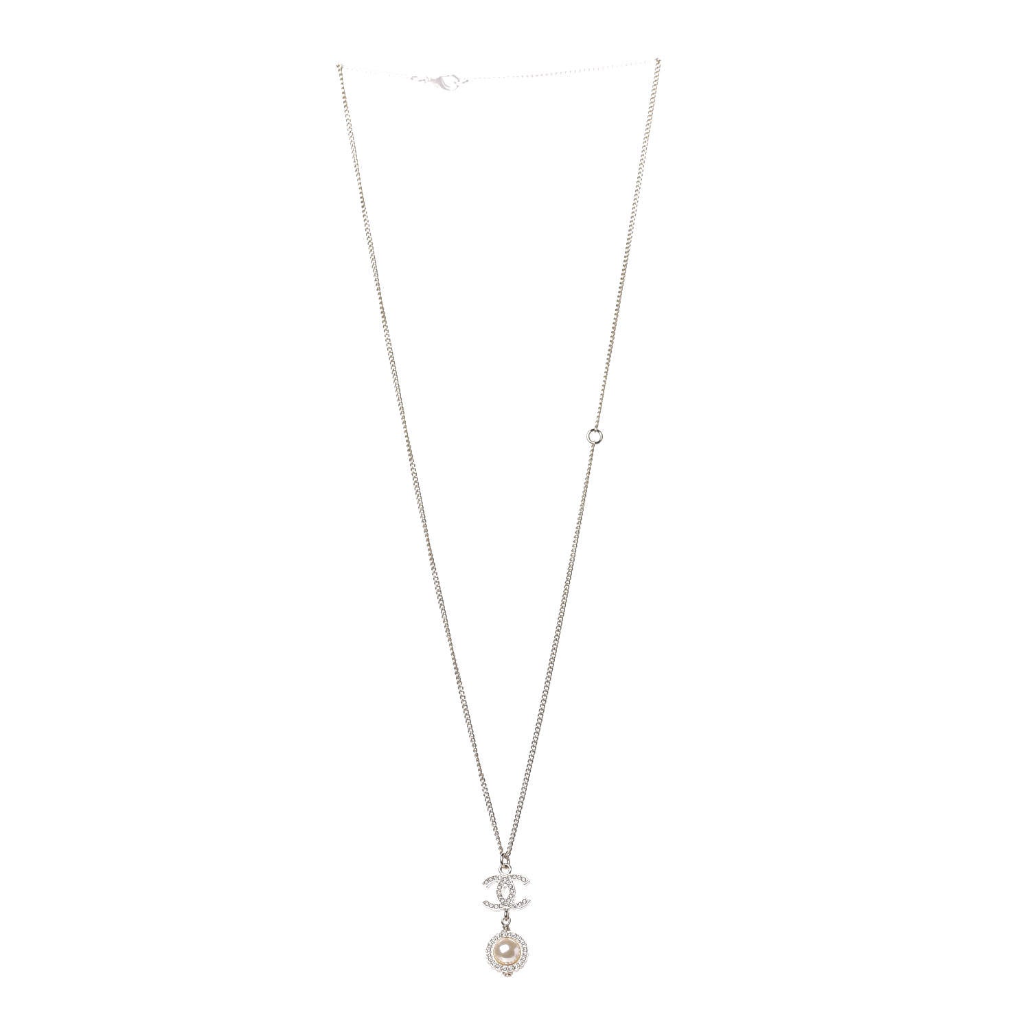 Chanel Crystal Pearl CC Lace Camellia Necklace Gold 3 of 8