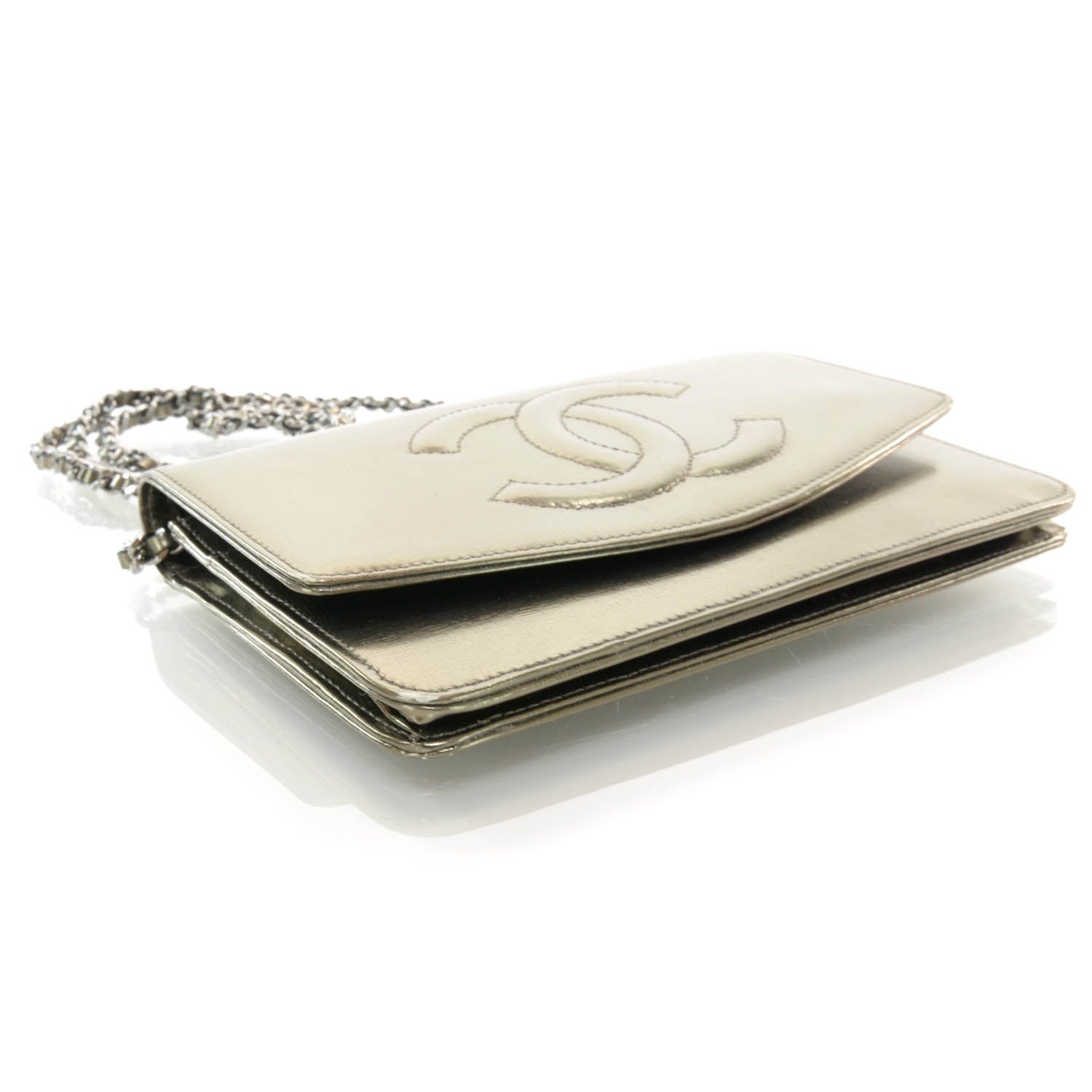 Chanel Metallic Calfskin Wallet On Chain WOC Metallic 4 of 9