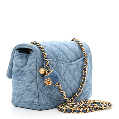 Chanel Denim Quilted Mini Pearl Crush Flap Blue 3 of 10