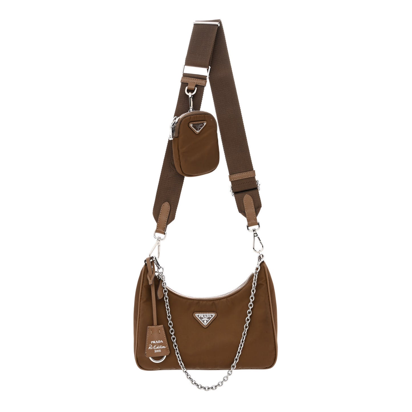 Tessuto Nylon Saffiano Re-Edition 2005 Shoulder Bag Cacao