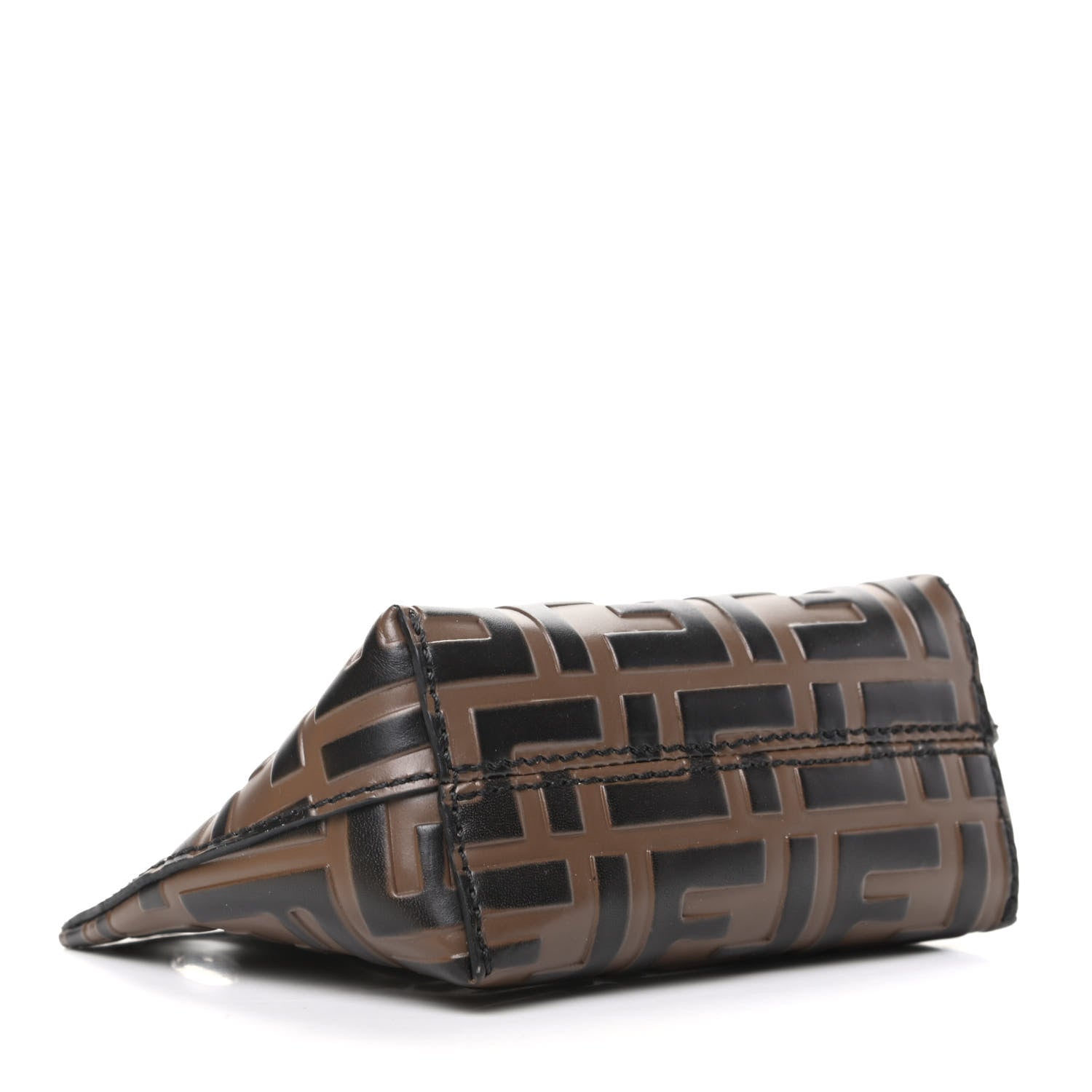 Fendi Calfskin FF 1974 Embossed Pyramid Pouch Maya Black 4 of 8