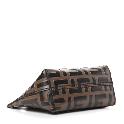 Fendi Calfskin FF 1974 Embossed Pyramid Pouch Maya Black 4 of 8