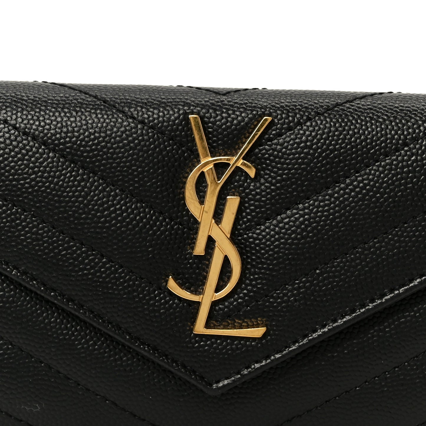Grain De Poudre Matelasse Chevron Small Monogram Envelope Wallet Black