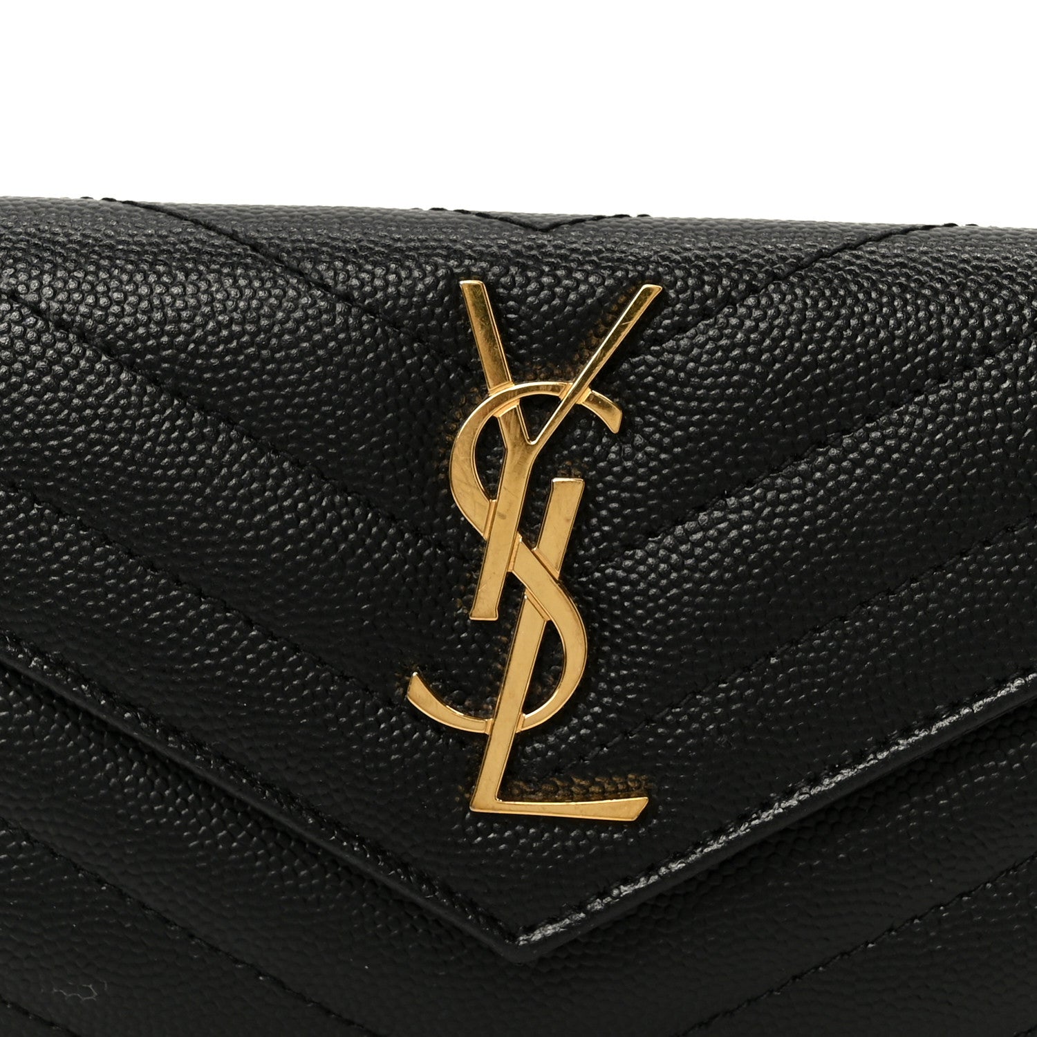 Saint Laurent Grain De Poudre Matelasse Chevron Small Monogram Envelope Wallet Black 7 of 7