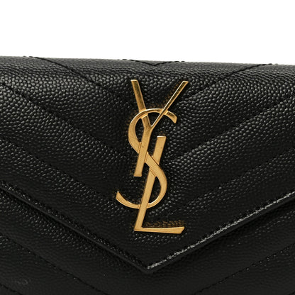 Saint Laurent Grain De Poudre Matelasse Chevron Small Monogram Envelope Wallet Black 7 of 7