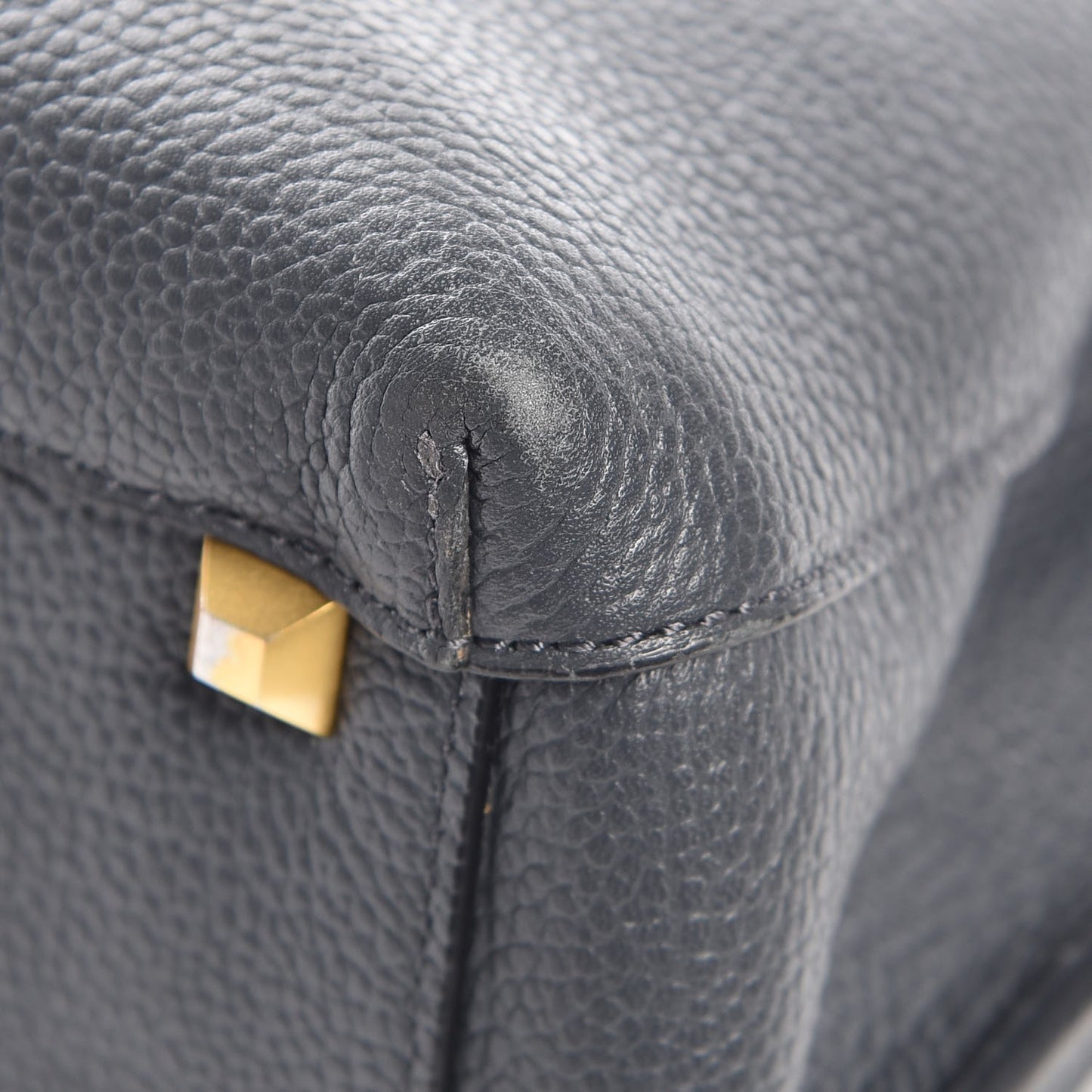 Grained Calfskin Medium Milla Tote Phantom Grey