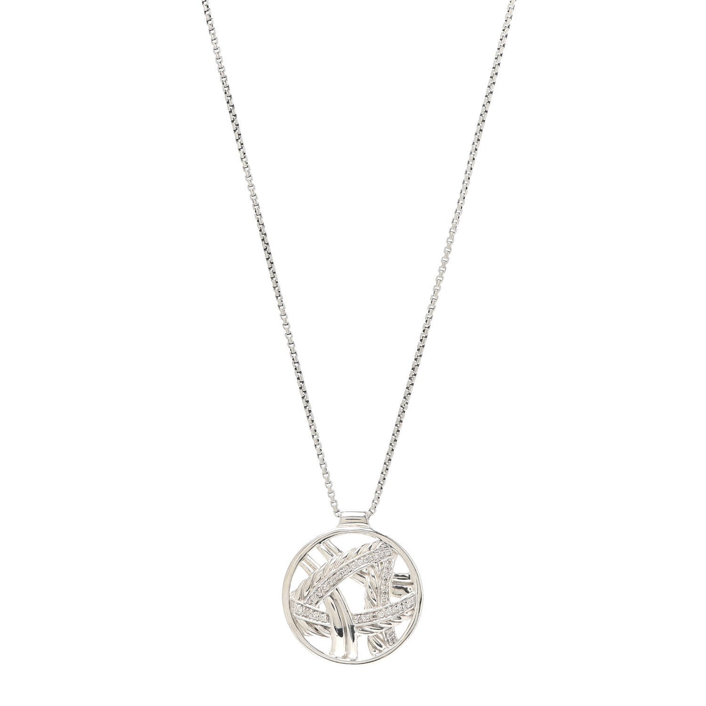 Sterling Silver Diamond Papyrus Pendant Necklace