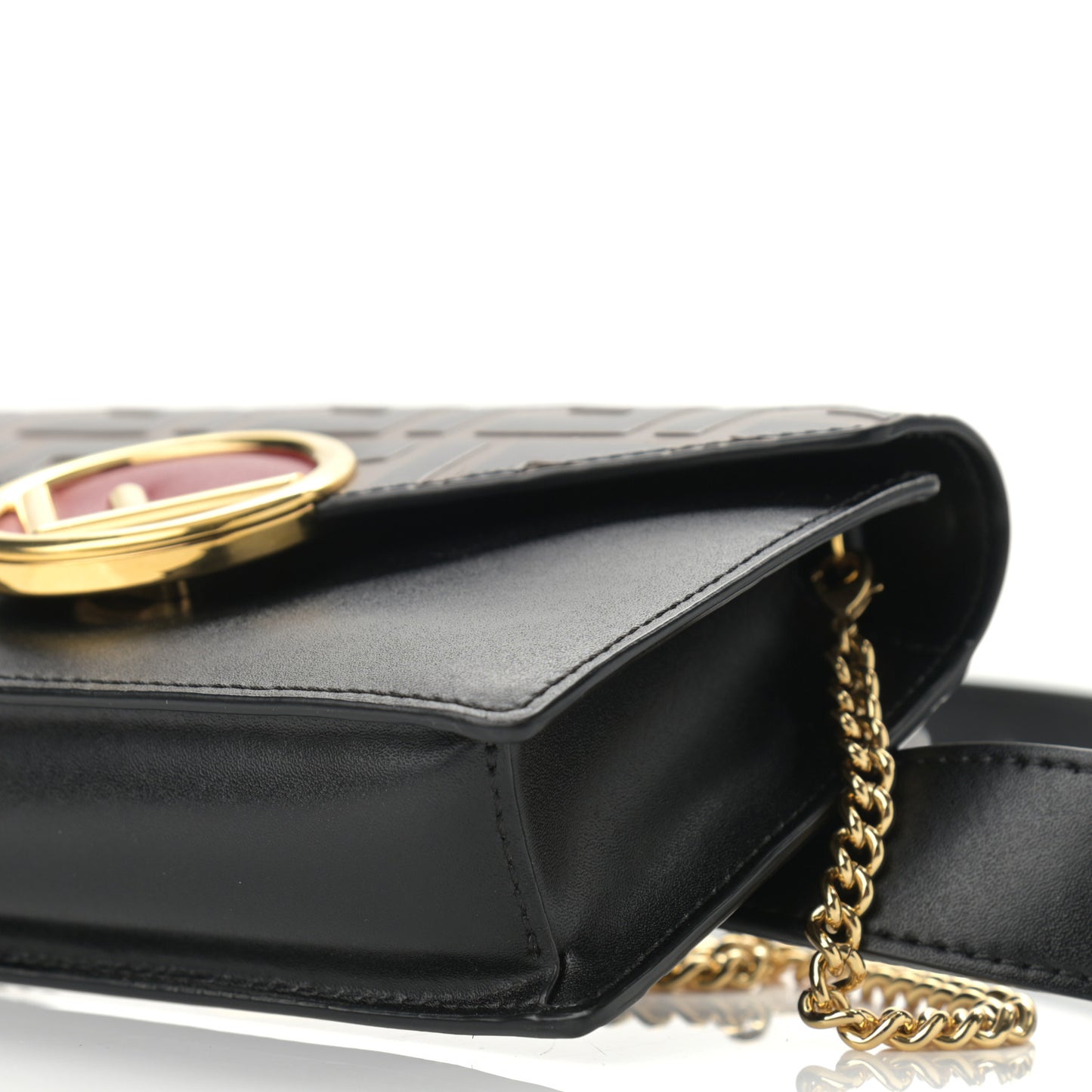 Vitello Liberty F is Fendi Bi-Color FF 1974 Embossed Envelope Belt Bag Maya Black