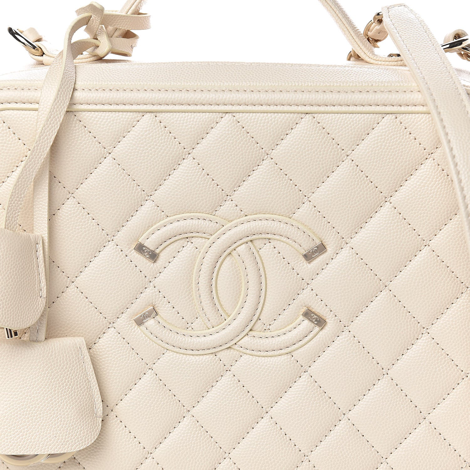 Chanel Caviar Quilted Large CC Filigree Vanity Case Light Beige 11 of 14