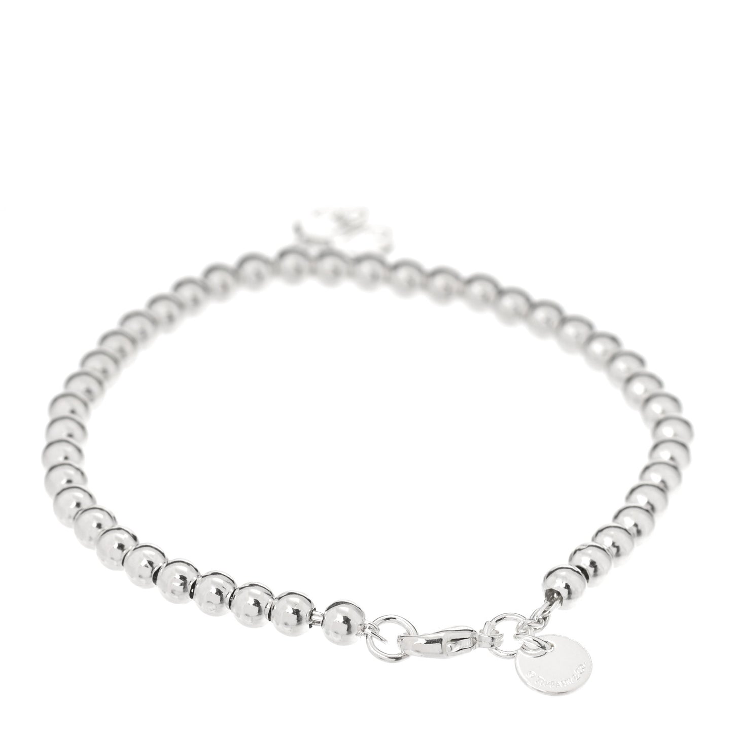 Sterling Silver 4mm Mom Heart Tag Bead Bracelet