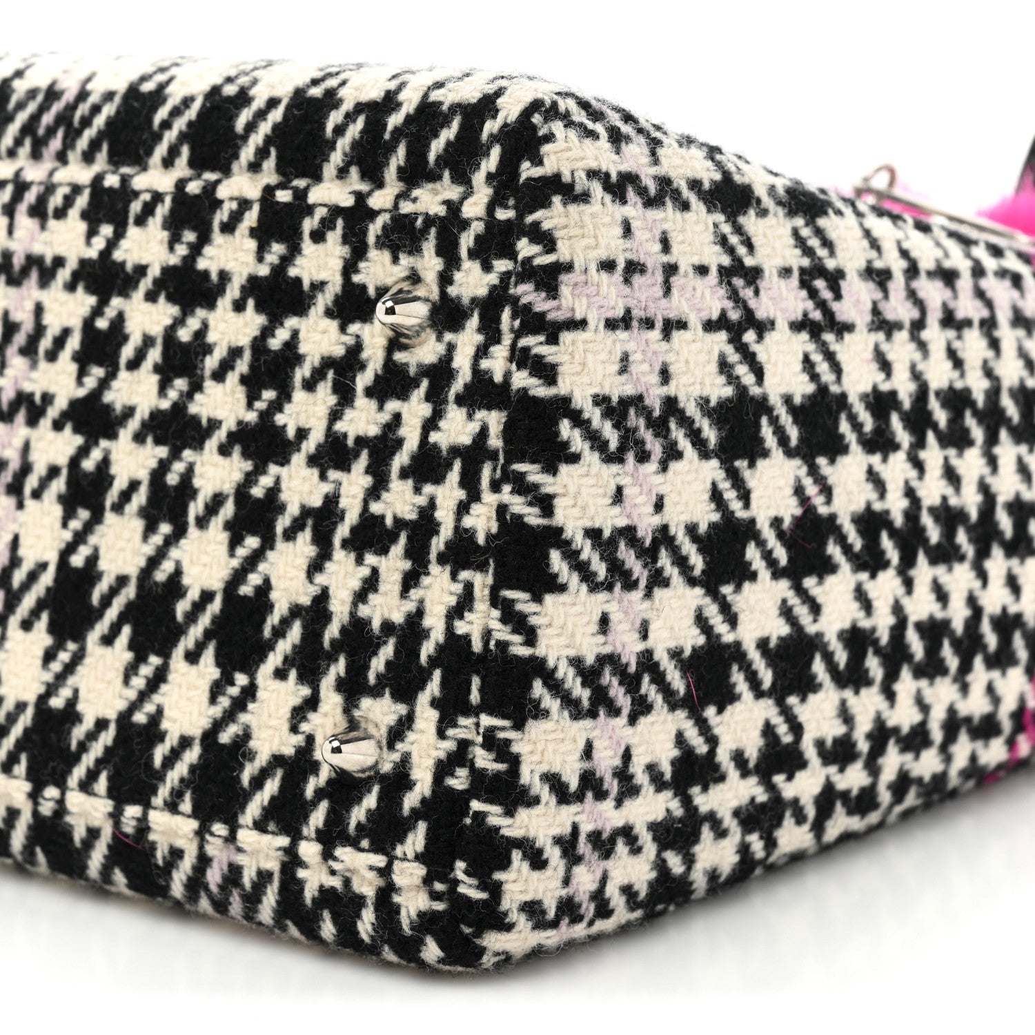 Christian Dior Tweed Crocodile Mink Plaid Medium Lady Dior Black Pink White 8 of 9