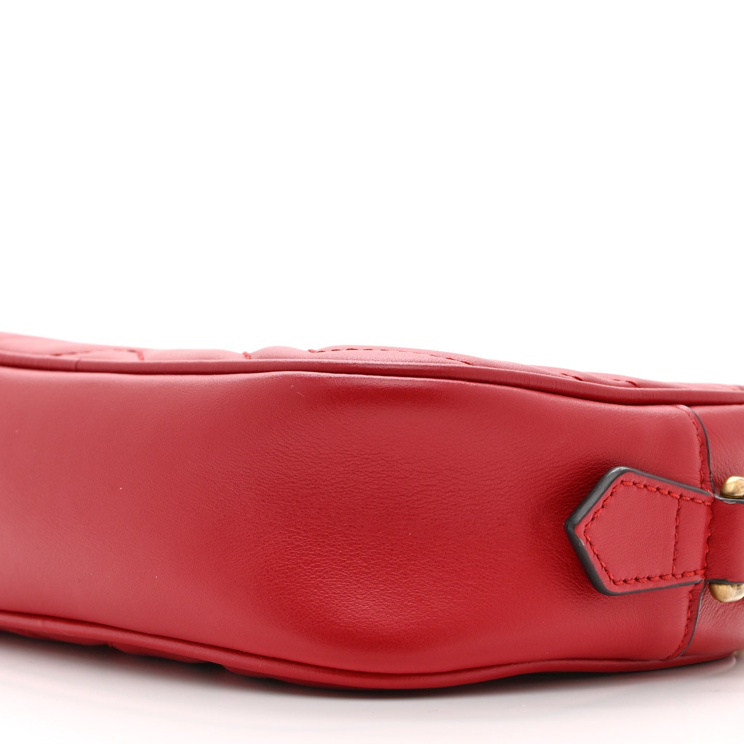 Calfskin Matelasse Mini GG Marmont Chain Shoulder Bag Hibiscus Red