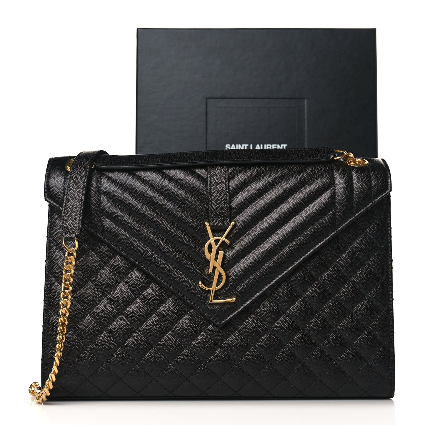 Grain De Poudre Textured Mixed Matelasse Large Triquilt Monogram Satchel Black