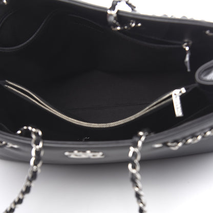 Chanel Calfskin Large Woven Chain Shopping Tote Black 5 of 11