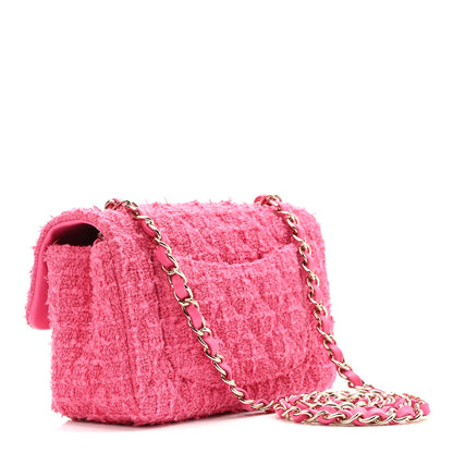 Chanel Cashmere Tweed Quilted Mini Rectangular Flap Fuchsia 3 of 11