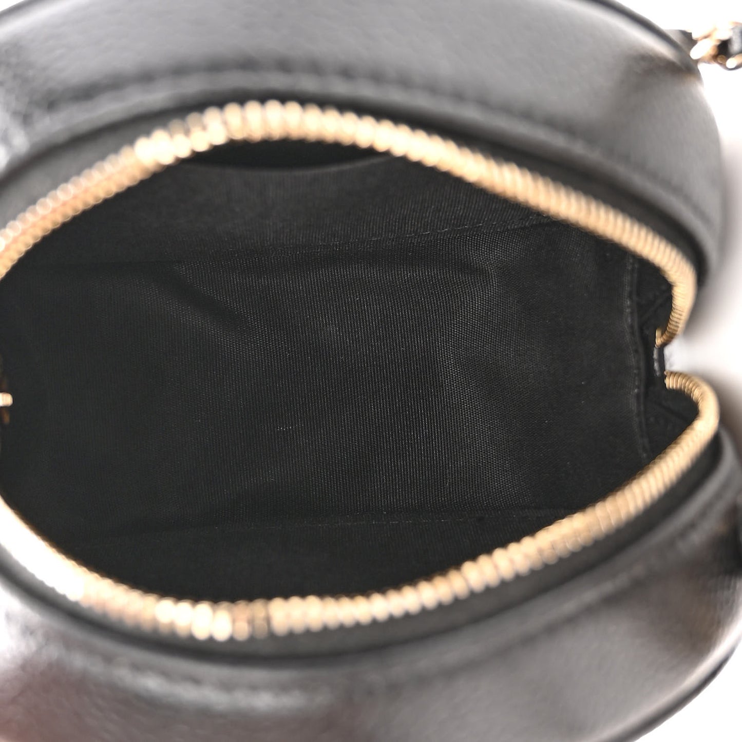 Caviar Camellia Embossed Round Clutch With Chain Black