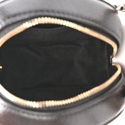 Chanel Caviar Camellia Embossed Round Clutch With Chain Black 5 of 10