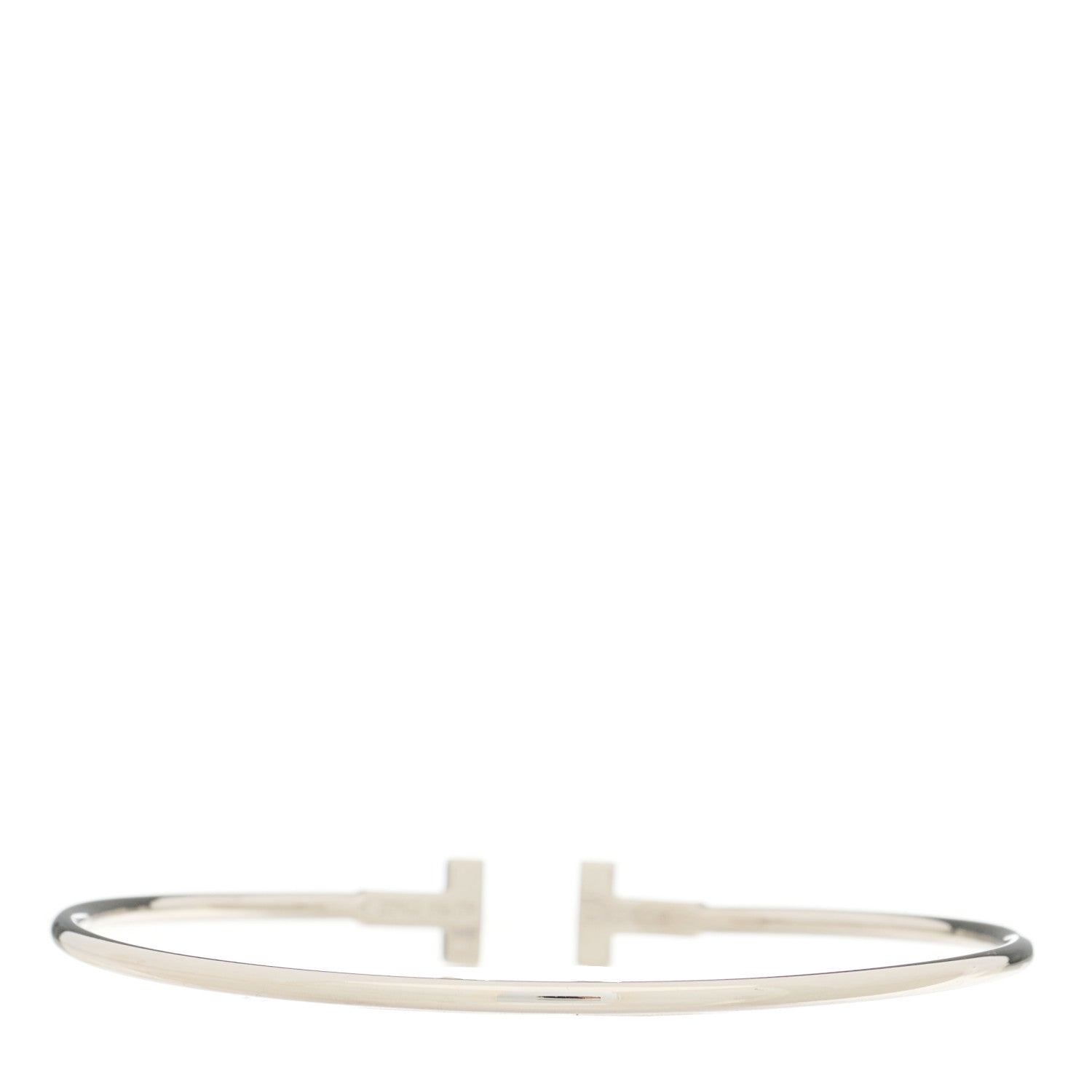 Tiffany 18K White Gold Narrow T Wire Bracelet 2 of 3